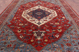 Red Persian Fine Serapi Handmade Wool Rug - 9' 9" X 13' 8" - Golden Nile