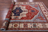 Red Persian Fine Serapi Hand Knotted Wool Rug - 5' 10" X 8' 11" - Golden Nile