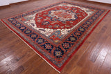 Red Fine Serapi Hand Knotted Wool Rug - 9' 8" X 13' 4" - Golden Nile
