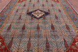 Blue Persian Fine Serapi Hand Knotted Wool Rug - 9' 2" X 12' 2" - Golden Nile