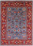 Blue Persian Fine Serapi Handmade Wool Rug - 8' 7" X 11' 7" - Golden Nile