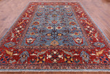 Blue Persian Fine Serapi Handmade Wool Rug - 8' 7" X 11' 7" - Golden Nile