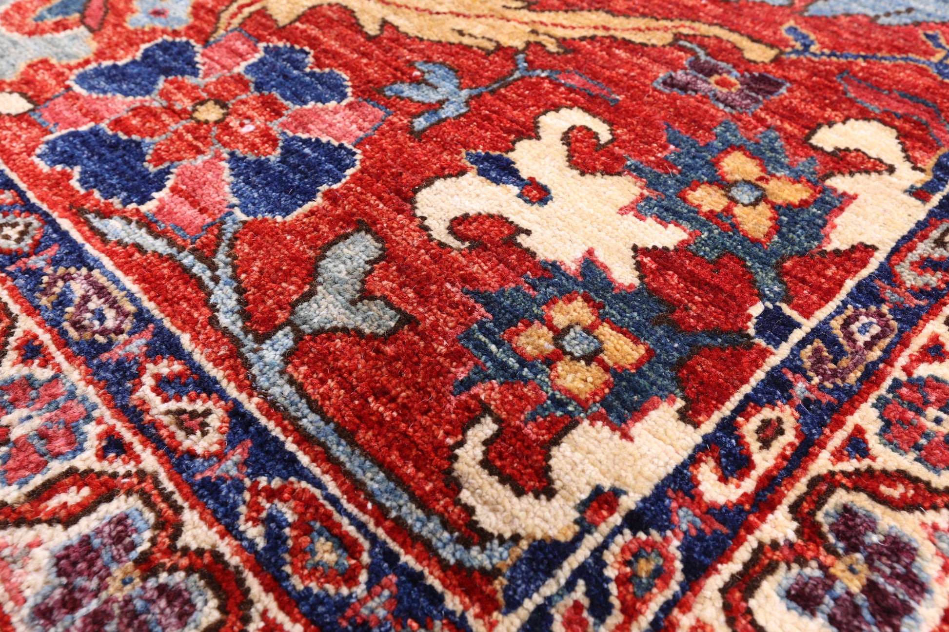 Blue Persian Fine Serapi Handmade Wool Rug - 8' 7" X 11' 7" - Golden Nile