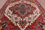 Ivory Persian Fine Serapi Hand Knotted Wool Rug - 8' 10" X 11' 10" - Golden Nile