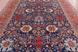 Blue Persian Fine Serapi Hand Knotted Wool Rug - 8' 9" X 11' 9" - Golden Nile