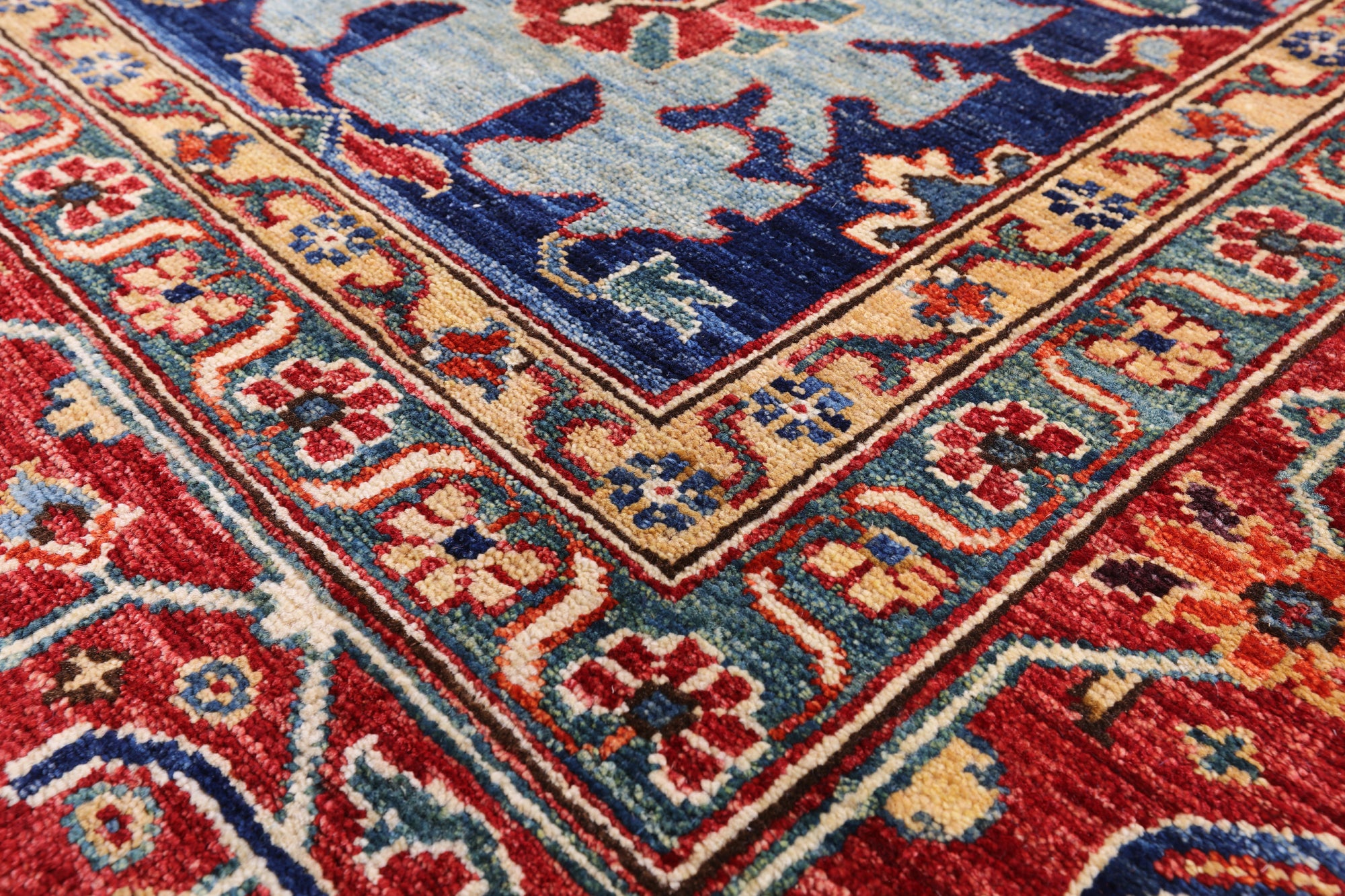 Blue Persian Fine Serapi Hand Knotted Wool Rug - 8' 9" X 11' 9" - Golden Nile