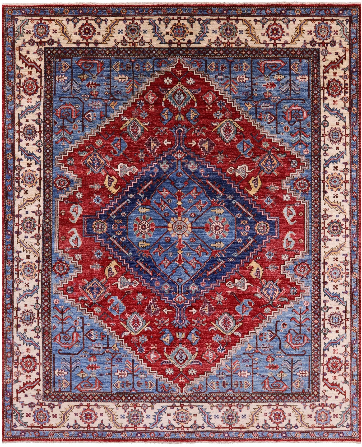 Red Persian Fine Serapi Handmade Wool Rug - 8' 0" X 9' 7" - Golden Nile