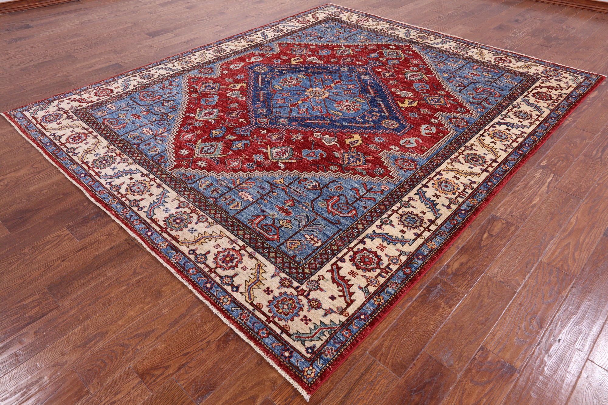 Red Persian Fine Serapi Handmade Wool Rug - 8' 0" X 9' 7" - Golden Nile