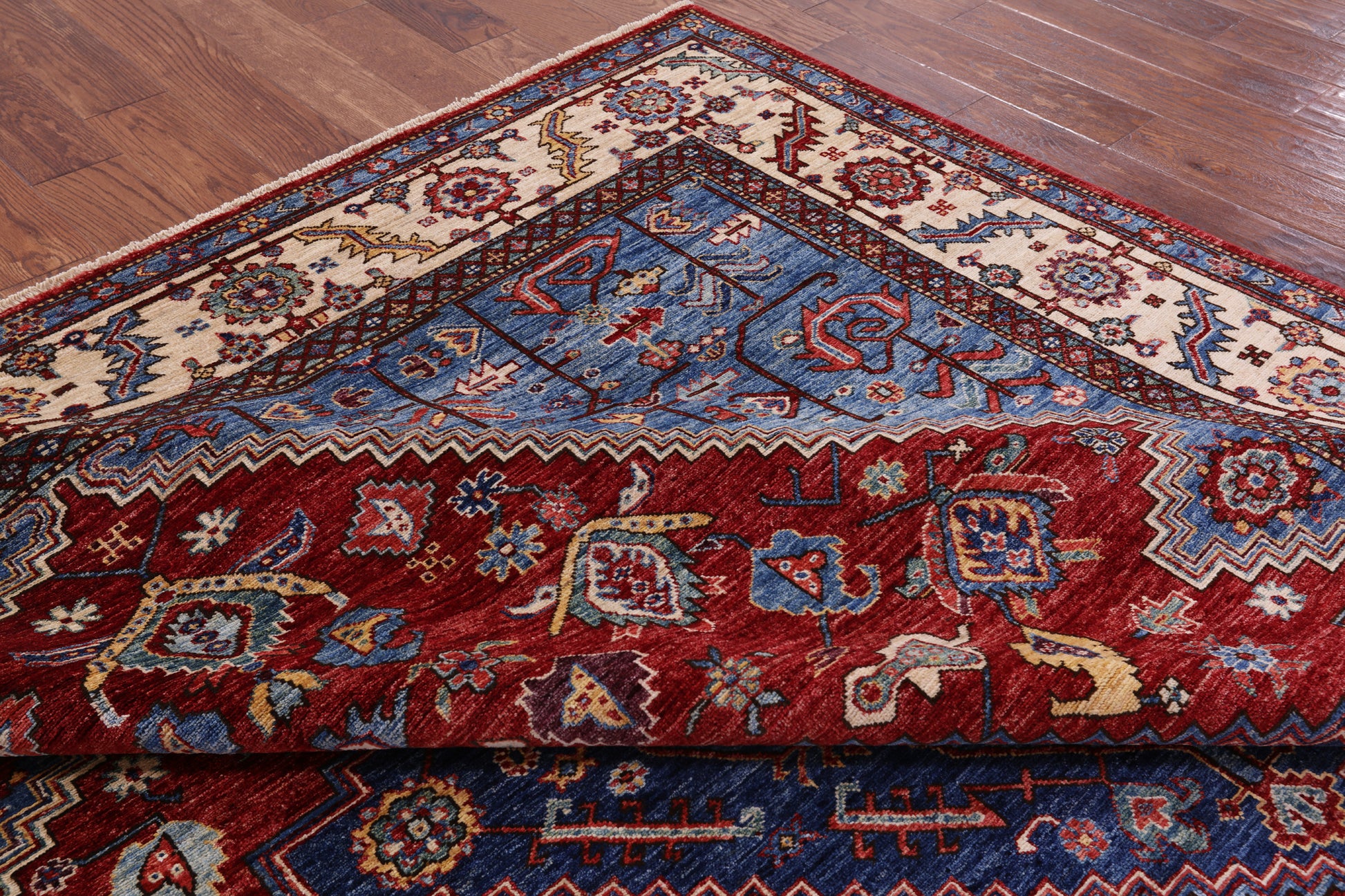 Red Persian Fine Serapi Handmade Wool Rug - 8' 0" X 9' 7" - Golden Nile