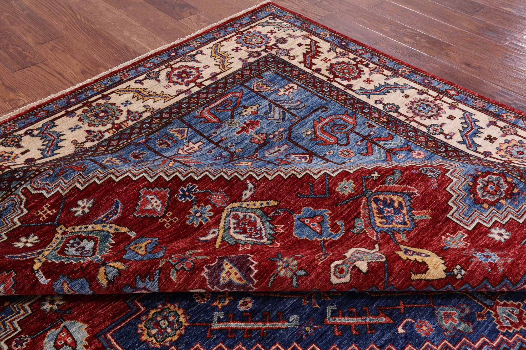 Red Persian Fine Serapi Handmade Wool Rug - 8' 0" X 9' 7" - Golden Nile
