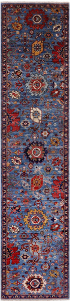 Persian Fine Serapi Handmade Wool Runner Rug - 2' 7" X 11' 9" - Golden Nile