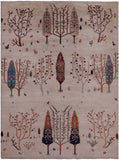 Ivory Tribal Persian Gabbeh Hand Knotted Wool Rug - 5' 9" X 7' 7" - Golden Nile