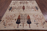 Ivory Tribal Persian Gabbeh Hand Knotted Wool Rug - 5' 9" X 7' 7" - Golden Nile