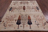 Ivory Tribal Persian Gabbeh Hand Knotted Wool Rug - 5' 9" X 7' 7" - Golden Nile
