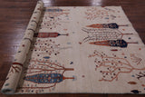 Ivory Tribal Persian Gabbeh Hand Knotted Wool Rug - 5' 9" X 7' 7" - Golden Nile