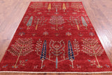 Tribal Persian Gabbeh Hand Knotted Wool Rug - 5' 7" X 7' 10" - Golden Nile