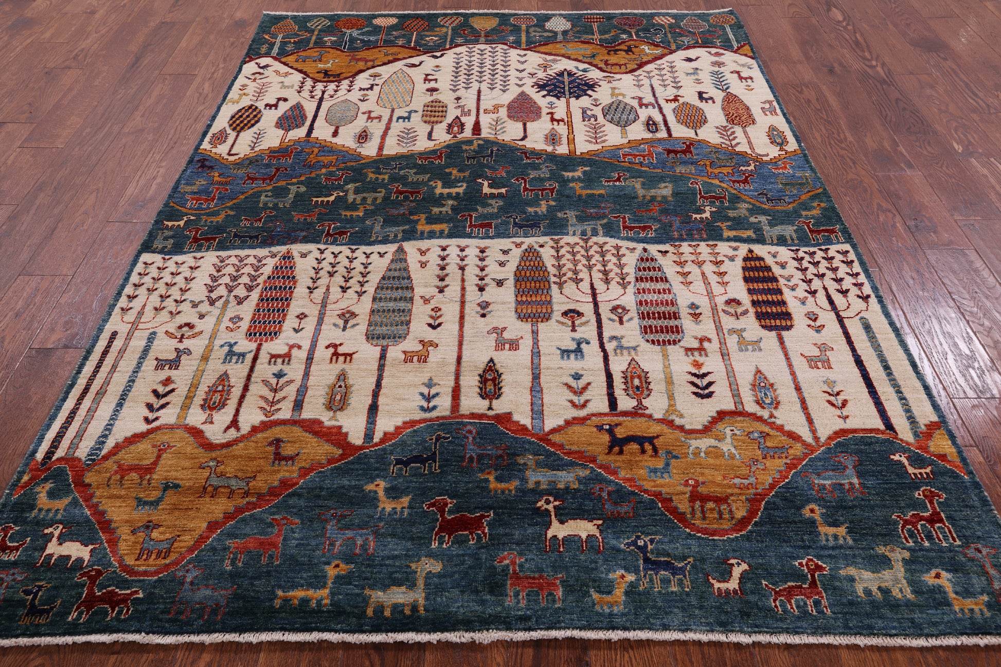 Tribal Persian Gabbeh Hand Knotted Wool Rug - 5' 9" X 7' 11" - Golden Nile