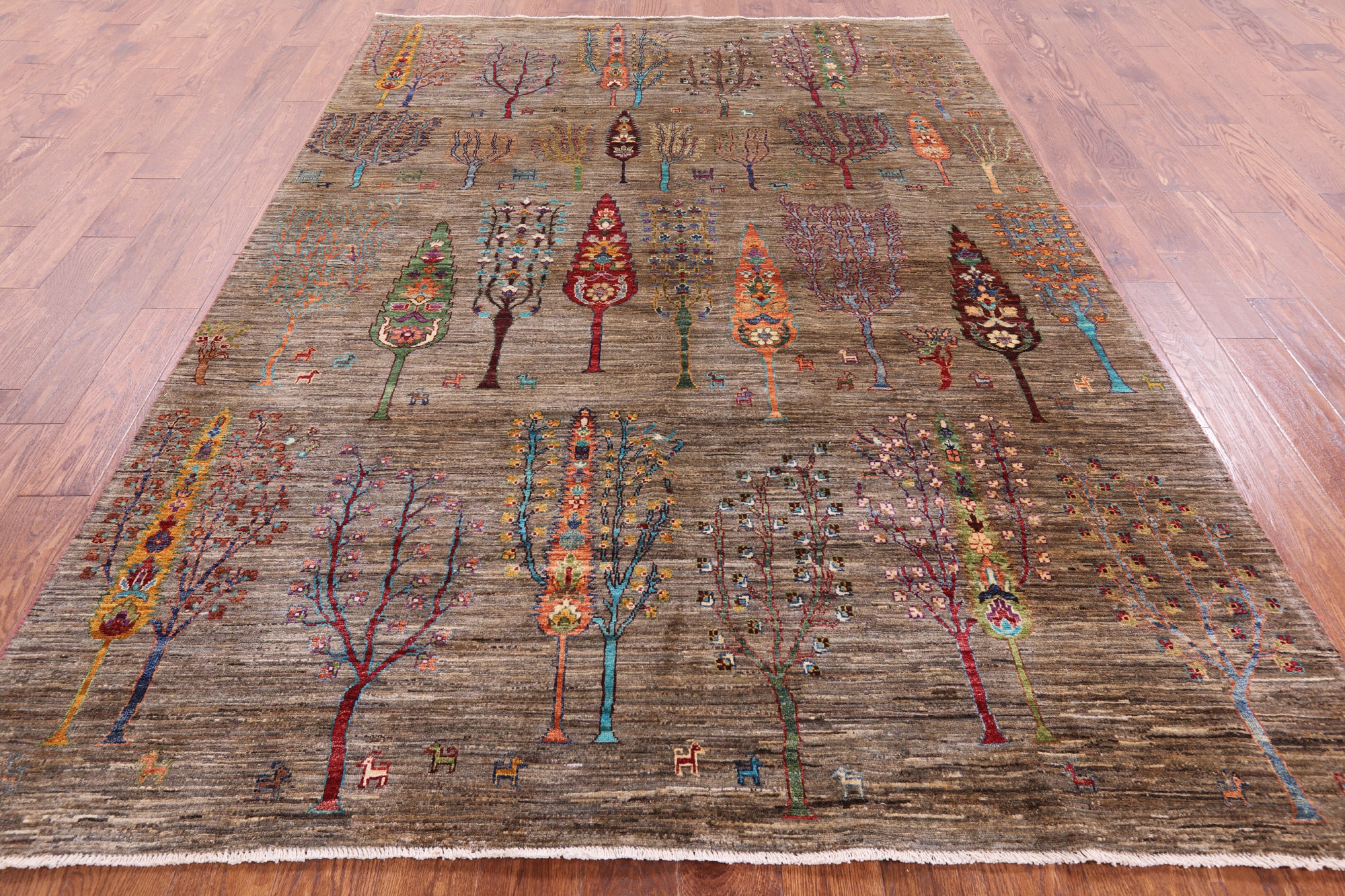 Tribal Persian Gabbeh Hand Knotted Wool Rug - 6' 7" X 9' 6" - Golden Nile
