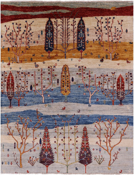 Tribal Persian Gabbeh Hand Knotted Wool Rug - 4' 10" X 6' 3" - Golden Nile