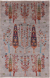 Tribal Persian Gabbeh Handmade Wool Rug - 4' 0" X 6' 2" - Golden Nile