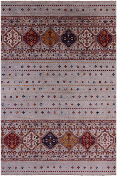 Tribal Khorjin Persian Gabbeh Hand Knotted Wool Rug - 6' 5" X 9' 8" - Golden Nile