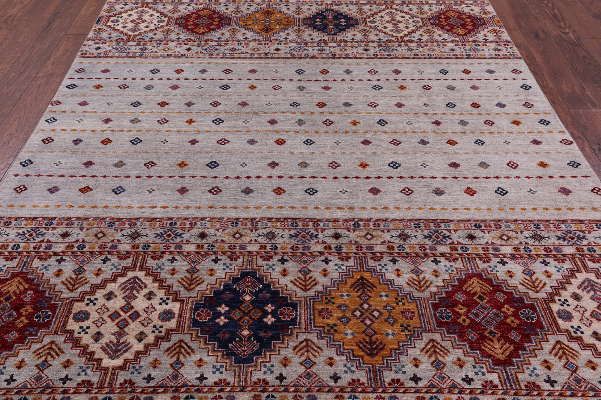 Tribal Khorjin Persian Gabbeh Hand Knotted Wool Rug - 6' 5" X 9' 8" - Golden Nile