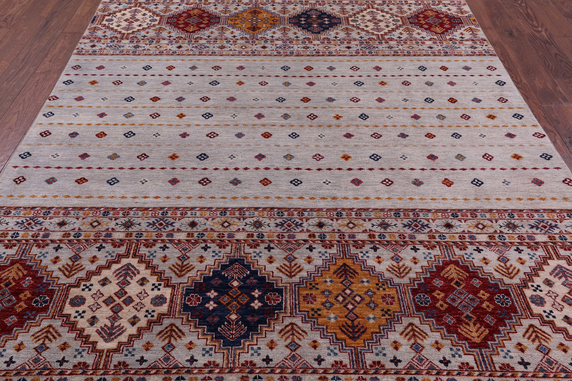 Tribal Khorjin Persian Gabbeh Hand Knotted Wool Rug - 6' 5" X 9' 8" - Golden Nile