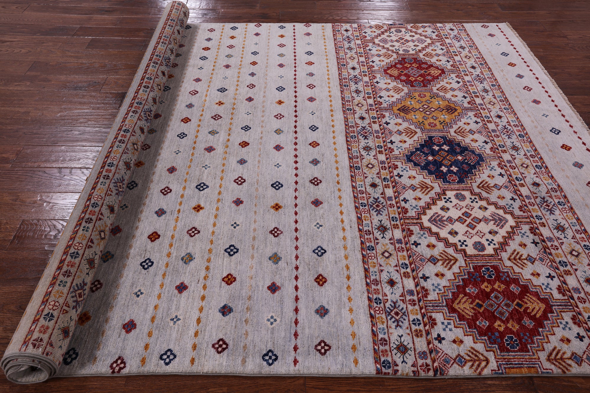 Tribal Khorjin Persian Gabbeh Hand Knotted Wool Rug - 6' 5" X 9' 8" - Golden Nile