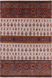 Ivory Tribal Persian Gabbeh Handmade Wool Rug - 6' 7" X 9' 7" - Golden Nile