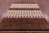Ivory Tribal Persian Gabbeh Handmade Wool Rug - 6' 7" X 9' 7" - Golden Nile