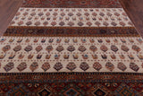 Ivory Tribal Persian Gabbeh Handmade Wool Rug - 6' 7" X 9' 7" - Golden Nile