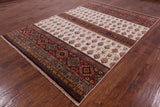 Ivory Tribal Persian Gabbeh Handmade Wool Rug - 6' 7" X 9' 7" - Golden Nile