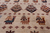 Ivory Tribal Persian Gabbeh Handmade Wool Rug - 6' 7" X 9' 7" - Golden Nile