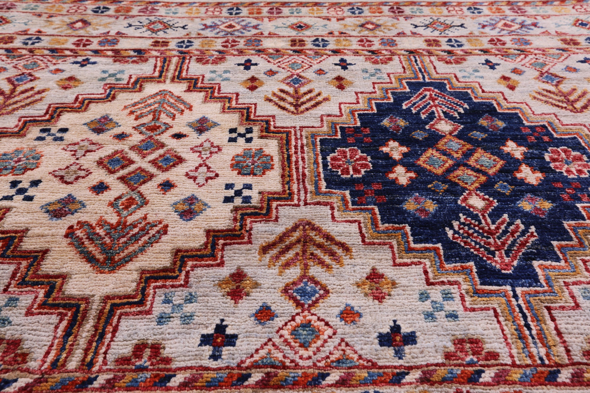 Grey Tribal Khorjin Persian Gabbeh Handmade Wool Rug - 6' 7" X 9' 6" - Golden Nile
