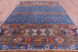 Blue Tribal Persian Gabbeh Hand Knotted Wool Rug - 8' 2" X 10' 9" - Golden Nile