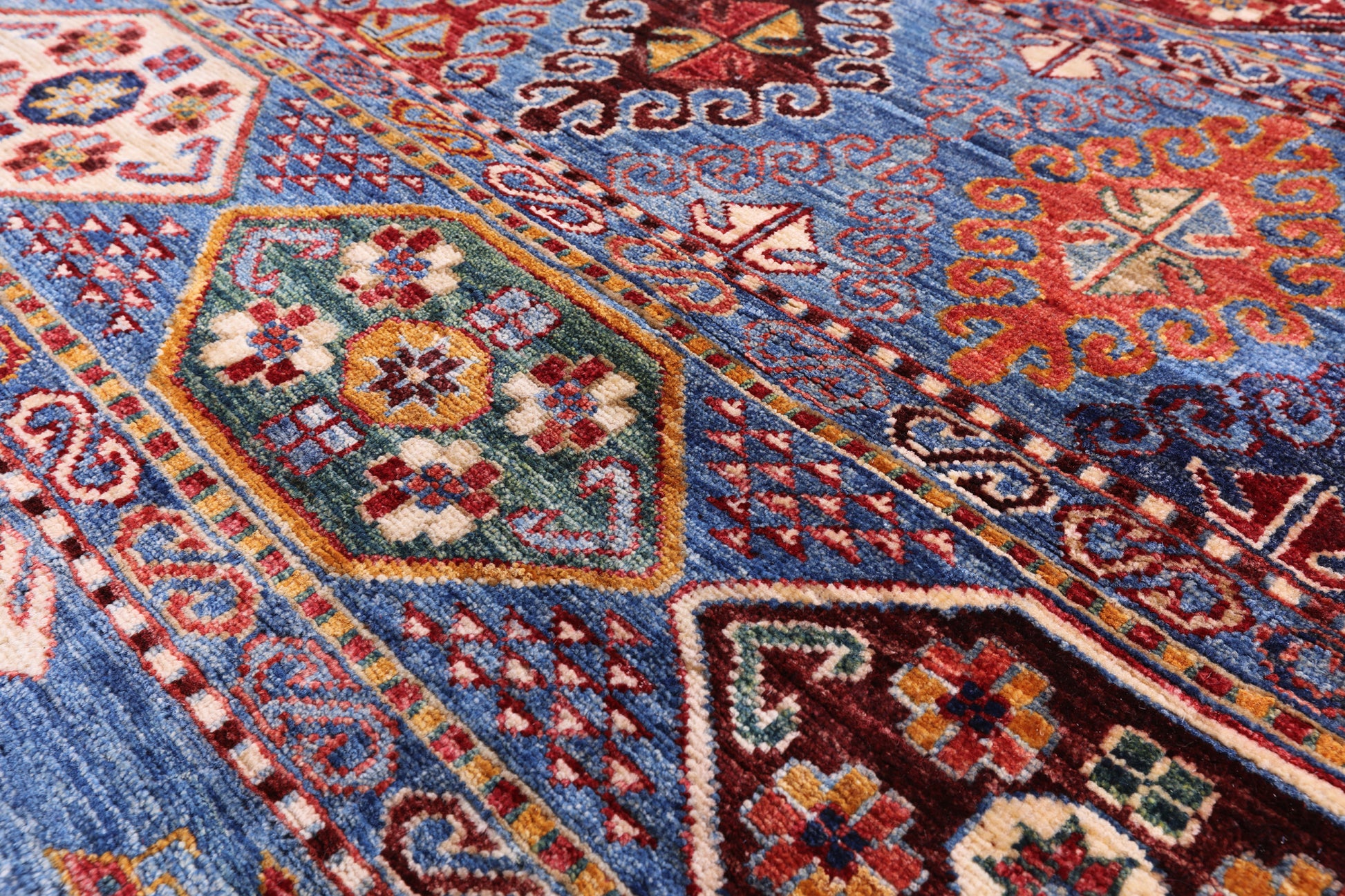 Blue Tribal Persian Gabbeh Hand Knotted Wool Rug - 8' 2" X 10' 9" - Golden Nile