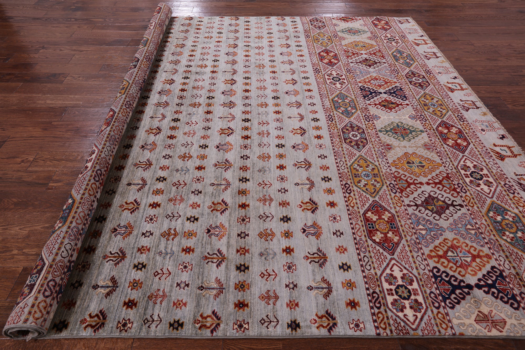 Tribal Persian Gabbeh Handmade Wool Rug - 8' 5" X 9' 9" - Golden Nile