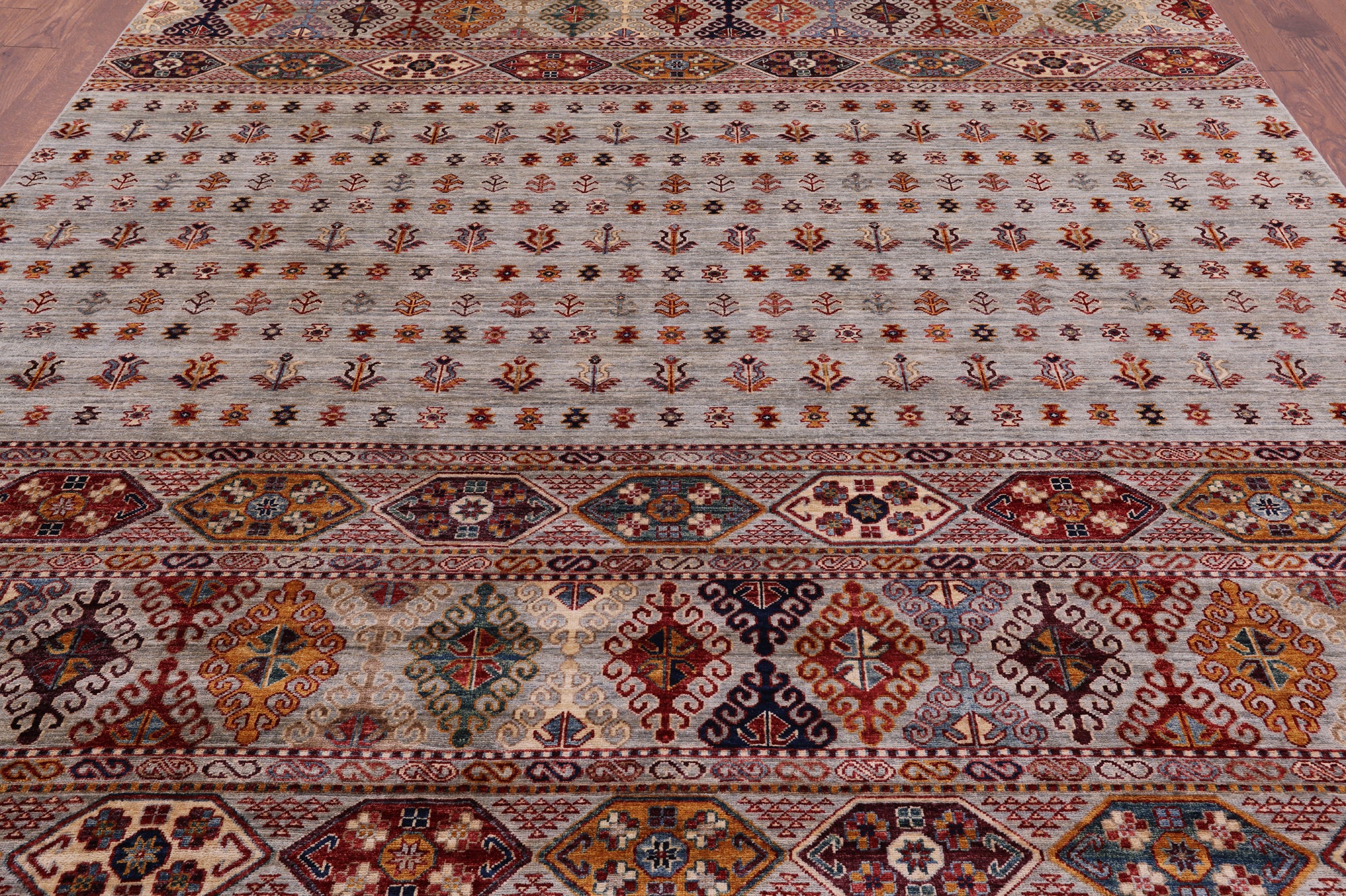Tribal Persian Gabbeh Handmade Wool Rug - 8' 5" X 9' 9" - Golden Nile