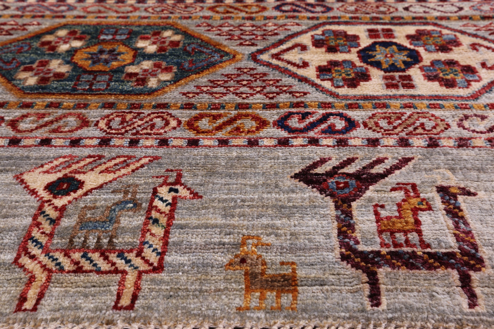 Tribal Persian Gabbeh Handmade Wool Rug - 8' 5" X 9' 9" - Golden Nile