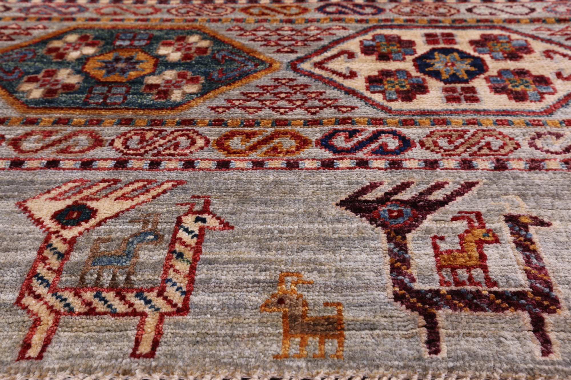 Tribal Persian Gabbeh Handmade Wool Rug - 8' 5" X 9' 9" - Golden Nile