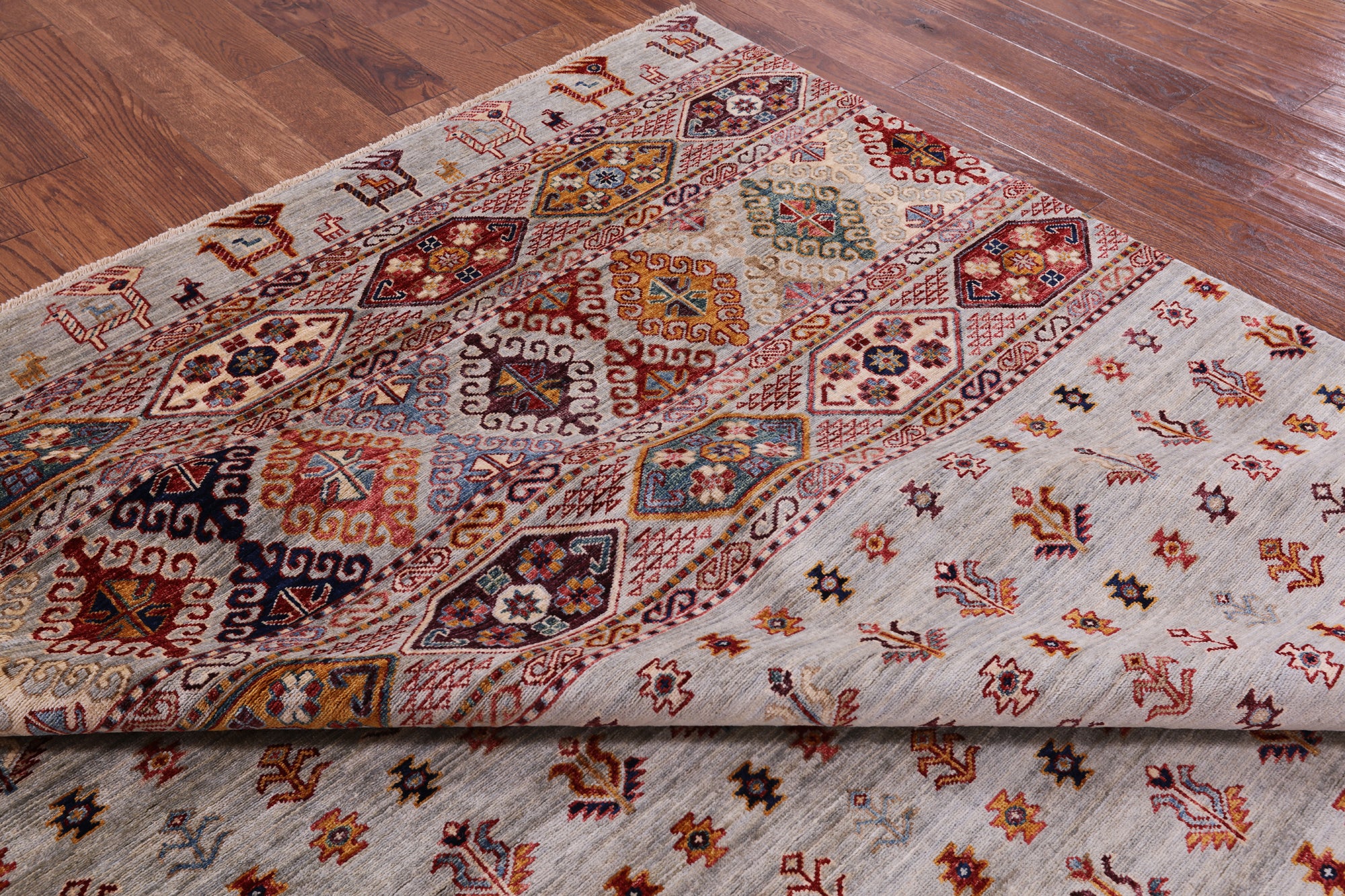 Tribal Persian Gabbeh Handmade Wool Rug - 8' 5" X 9' 9" - Golden Nile