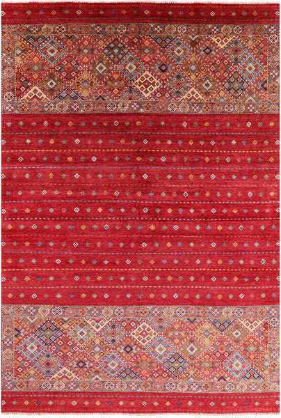 Khorjin Persian Gabbeh Hand Knotted Wool Rug - 7' 11" X 11' 9" - Golden Nile