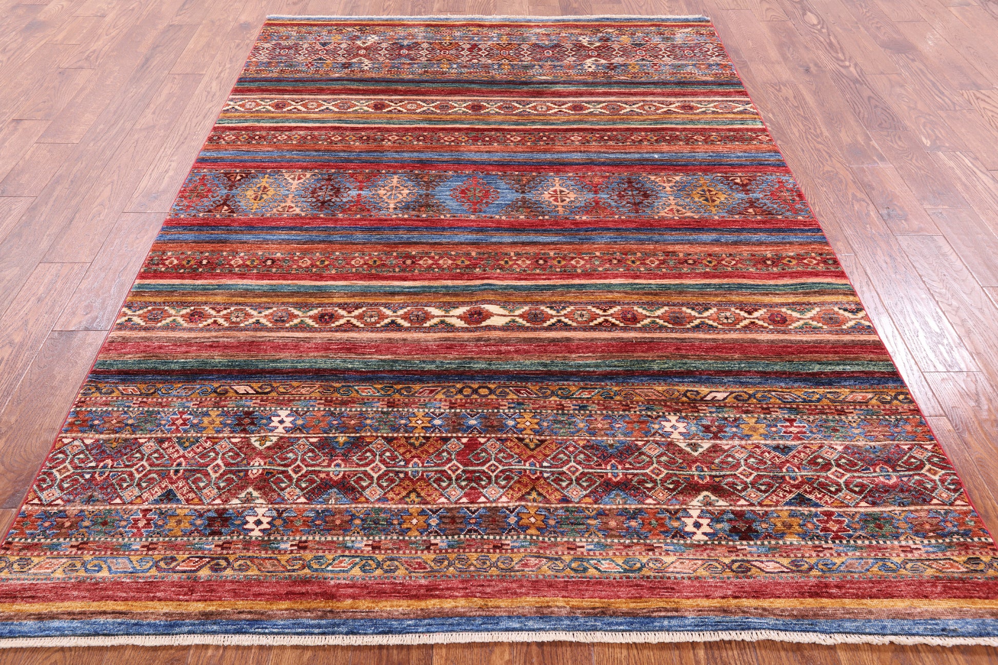 Khorjin Persian Gabbeh Hand Knotted Wool Rug - 5' 8" X 8' 1" - Golden Nile