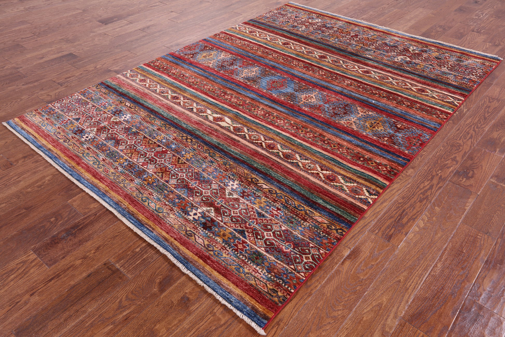 Khorjin Persian Gabbeh Hand Knotted Wool Rug - 5' 8" X 8' 1" - Golden Nile