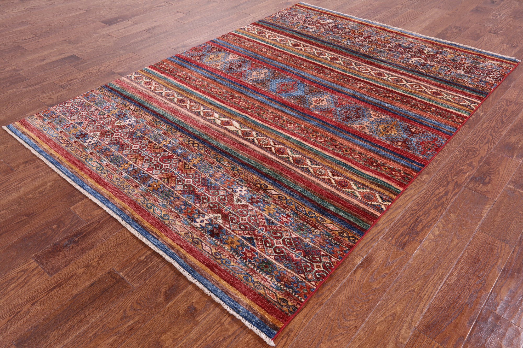 Khorjin Persian Gabbeh Hand Knotted Wool Rug - 5' 8" X 8' 1" - Golden Nile