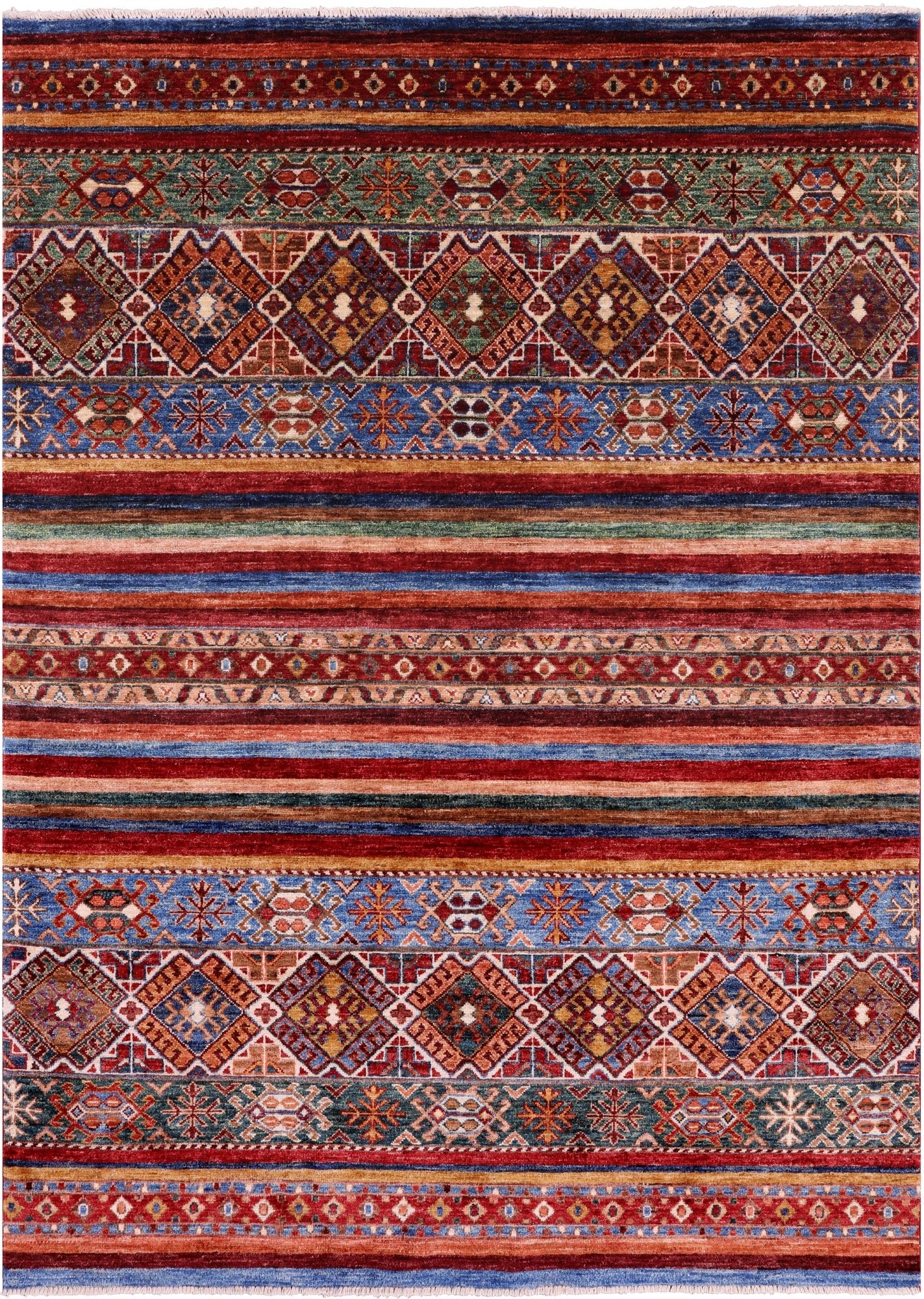 Khorjin Persian Gabbeh Hand Knotted Wool Rug - 5' 1" X 6' 11" - Golden Nile