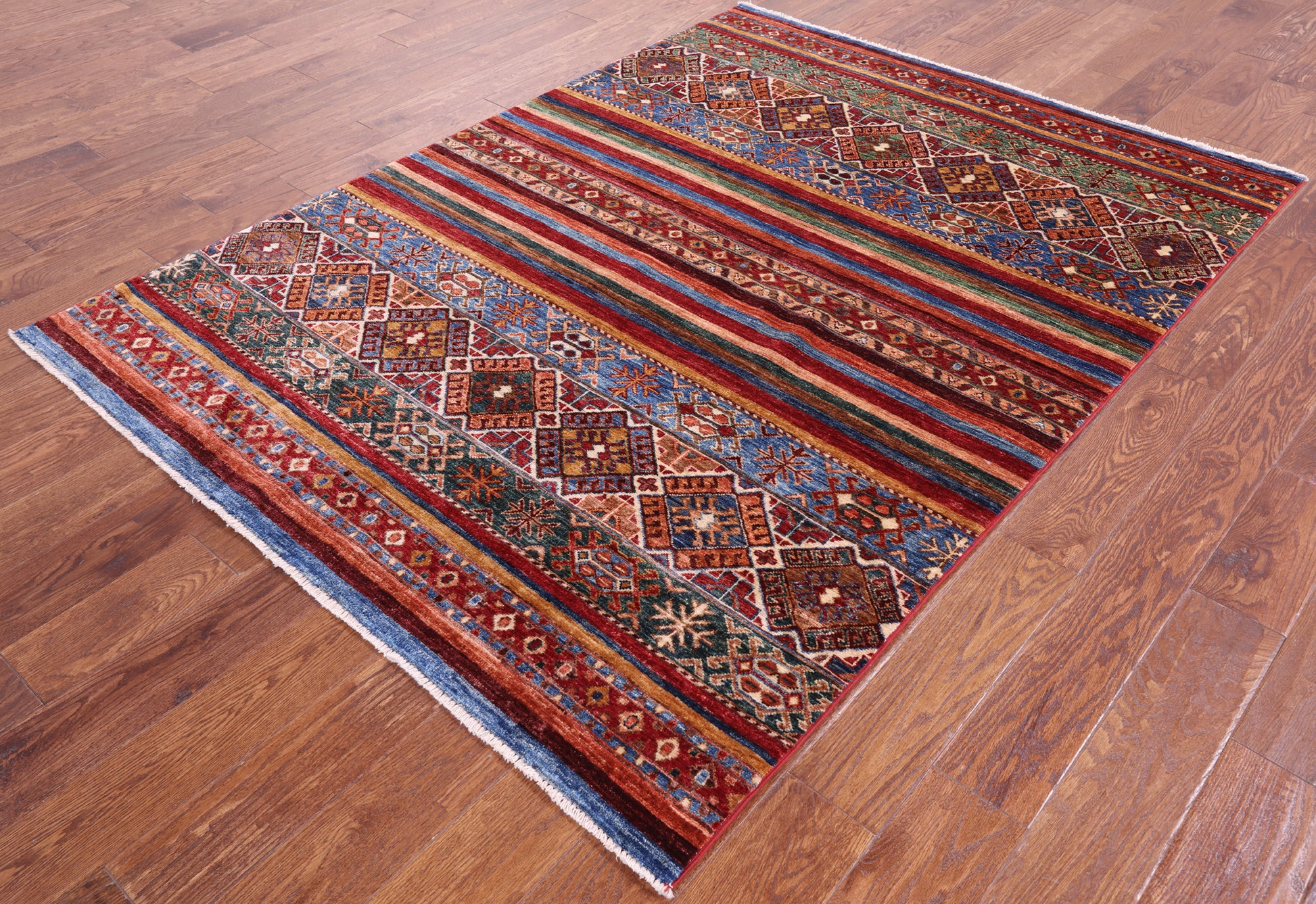 Khorjin Persian Gabbeh Hand Knotted Wool Rug - 5' 1" X 6' 11" - Golden Nile