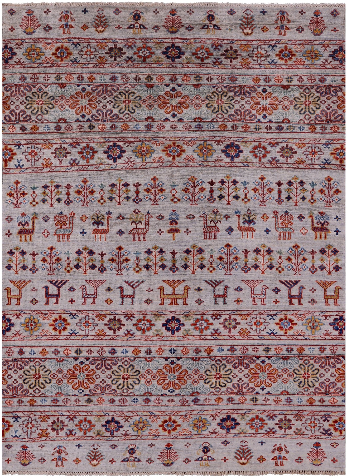 Tribal Persian Gabbeh Handmade Wool Rug - 4' 8" X 6' 6" - Golden Nile