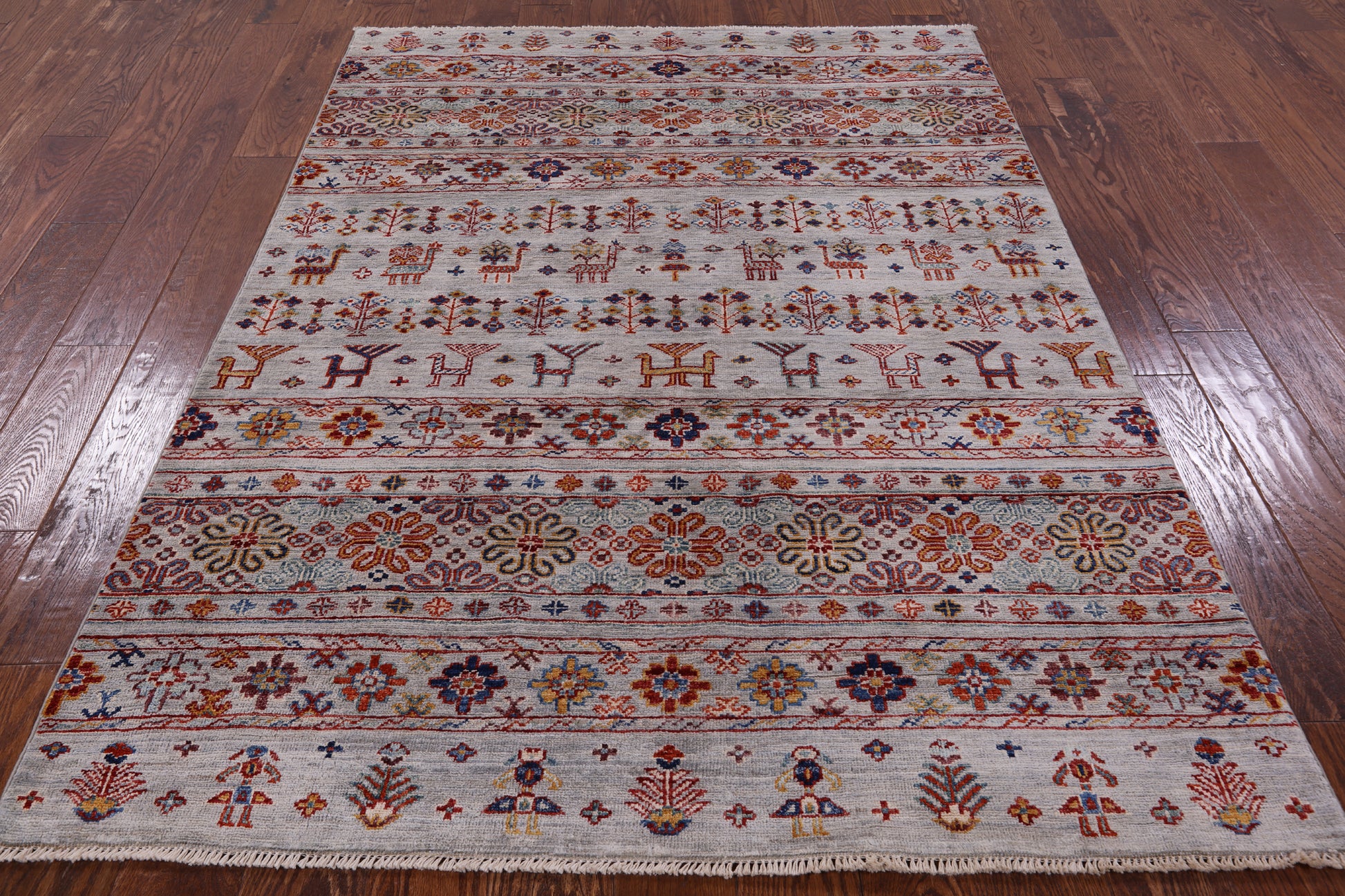 Tribal Persian Gabbeh Handmade Wool Rug - 4' 8" X 6' 6" - Golden Nile
