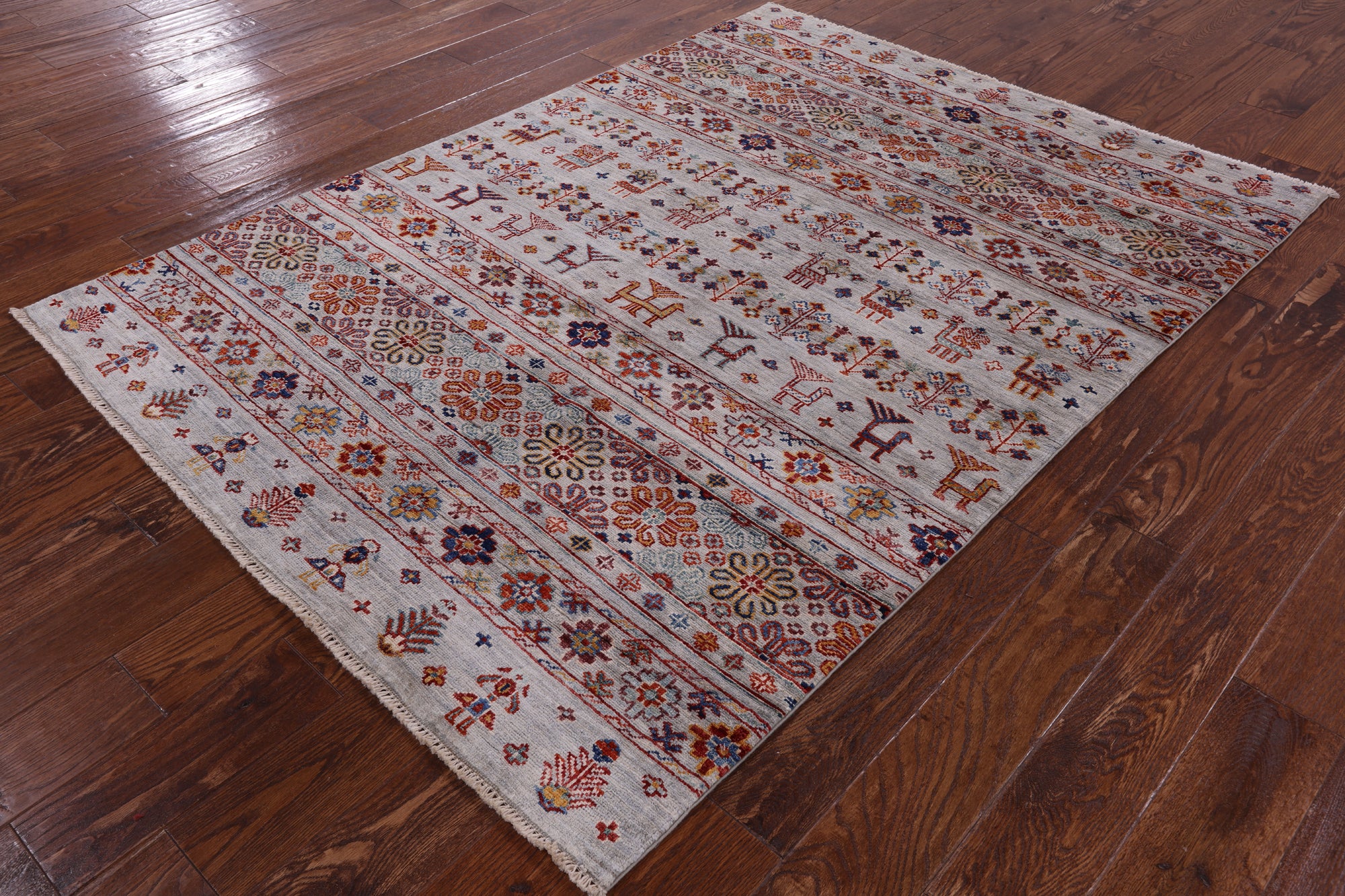 Tribal Persian Gabbeh Handmade Wool Rug - 4' 8" X 6' 6" - Golden Nile
